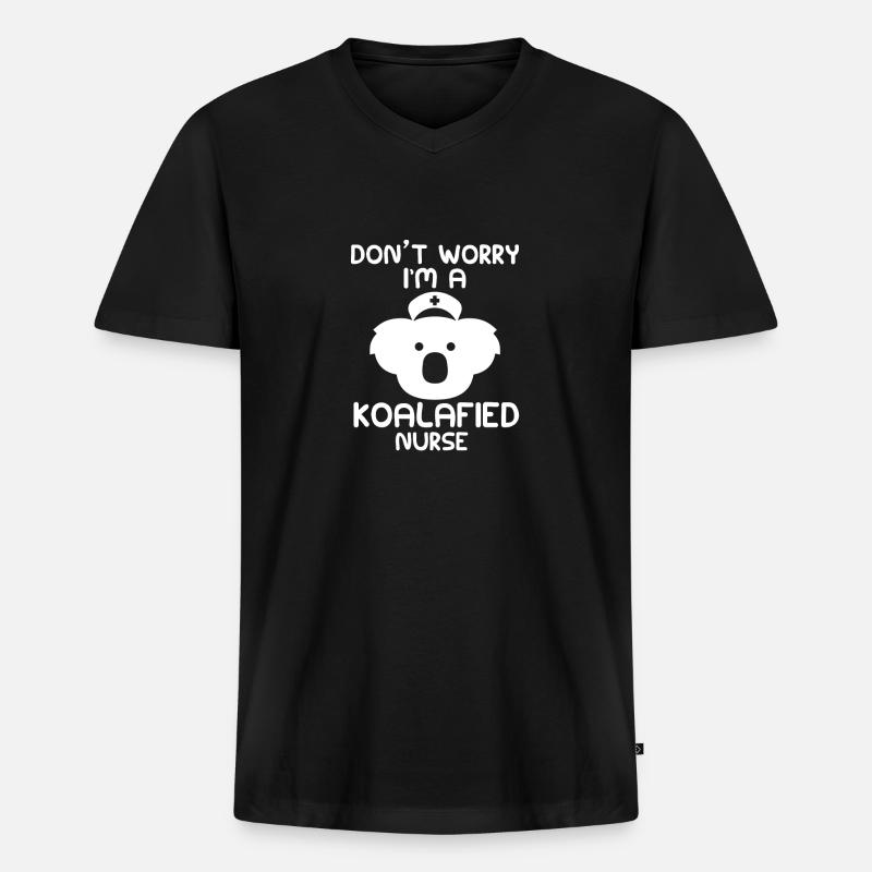 Koala Krankenschwester Krankenhaus Geschenk - Männer Premium Bio T-Shirt mit V-Ausschnitt - Schwarz