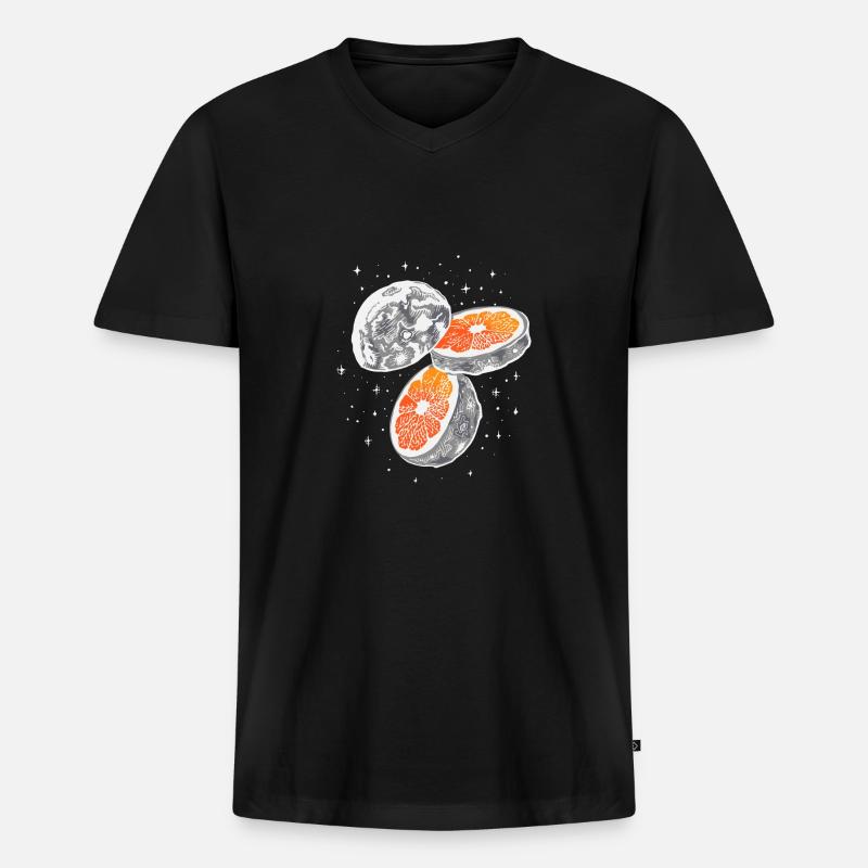 COOL MOON ORANGE SCHEIBE - Männer Premium Bio T-Shirt mit V-Ausschnitt - Schwarz