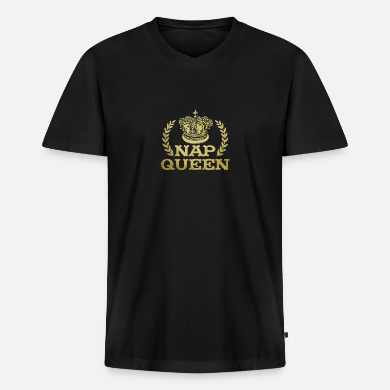 Nap Queen Funny Nickerchen Geschenk - Männer Premium Bio T-Shirt mit V-Ausschnitt - Schwarz