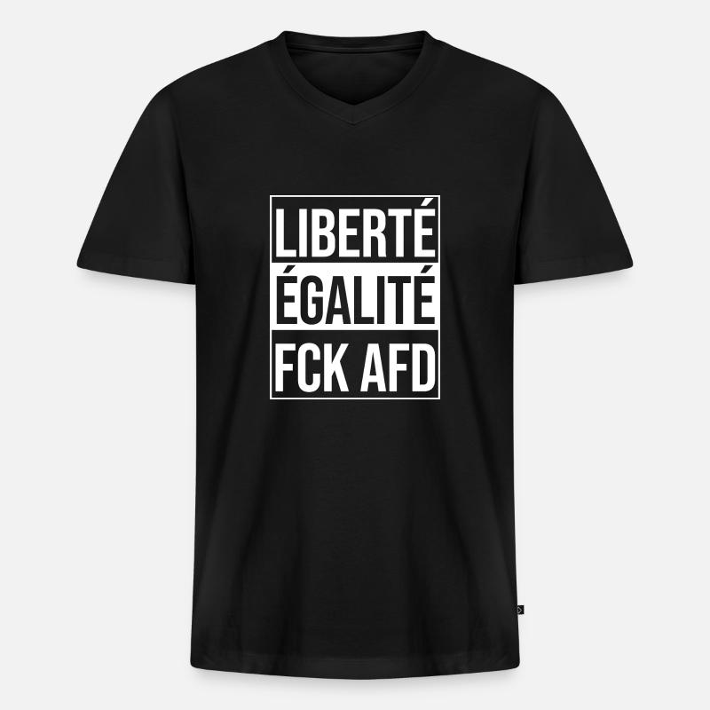 FCK AFD - Männer Premium Bio T-Shirt mit V-Ausschnitt - Schwarz