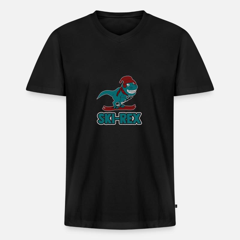 Dinosaurier - Männer Premium Bio T-Shirt mit V-Ausschnitt - Schwarz