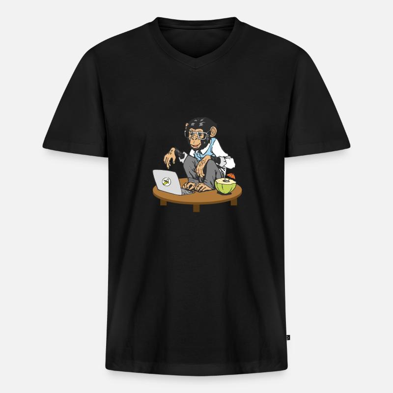 Progammierer Affe Code Monkey Coding Äffchen - Männer Premium Bio T-Shirt mit V-Ausschnitt - Schwarz
