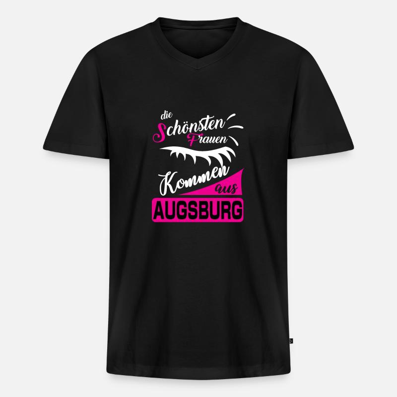 Augsburg - Männer Premium Bio T-Shirt mit V-Ausschnitt - Schwarz