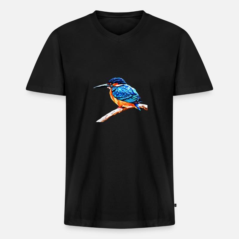 Eisvogel - Kingfisher - Männer Premium Bio T-Shirt mit V-Ausschnitt - Schwarz