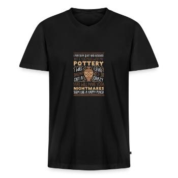 Funny Pottery Nightmare Seem Som et godt sted - Premium økologisk T-shirt med V-hals til mænd - sort - Foran - Nico (187cm)