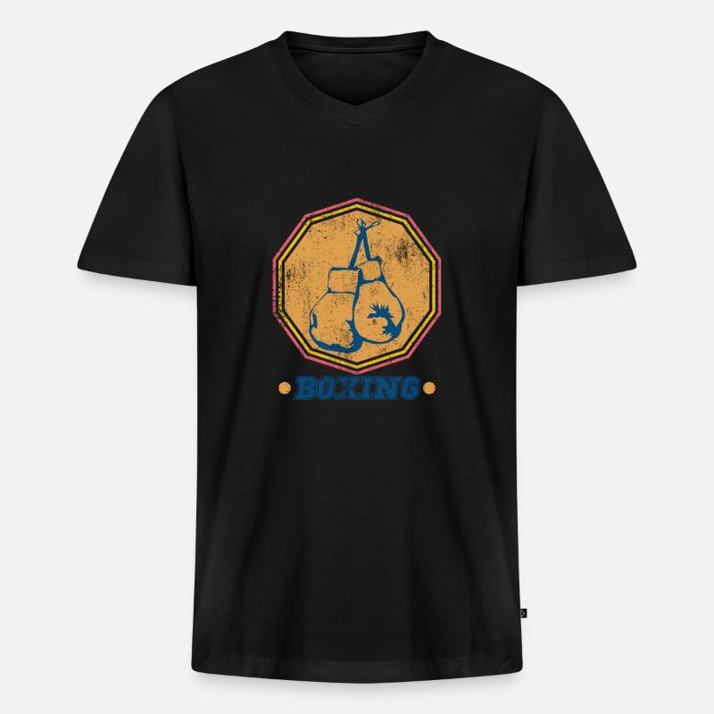 Boxen Boxing Boxhandschuhe - Männer Premium Bio T-Shirt mit V-Ausschnitt - Schwarz