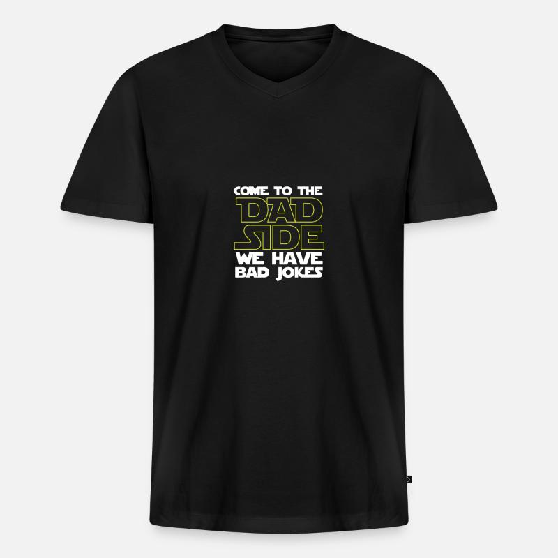 Dad Side - Männer Premium Bio T-Shirt mit V-Ausschnitt - Schwarz