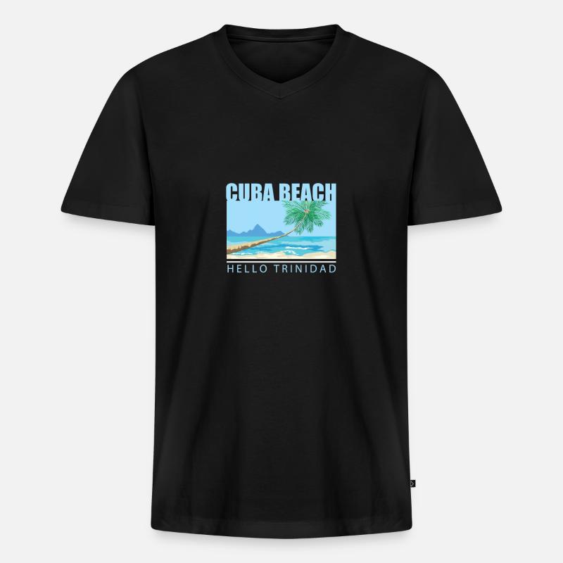 Cuba Beach - Männer Premium Bio T-Shirt mit V-Ausschnitt - Schwarz