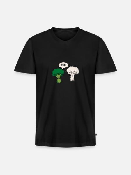 Rolig Broccoli Blomkål Ghost Ghost Gift - Ekologisk premium-T-shirt med V-ringning herr - svart
