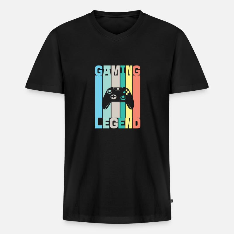 Gaming Legend - Männer Premium Bio T-Shirt mit V-Ausschnitt - Schwarz