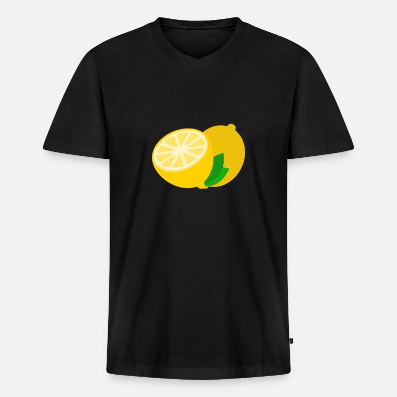 Zitrone Geschenk Gelb Limette Sauer - Männer Premium Bio T-Shirt mit V-Ausschnitt - Schwarz