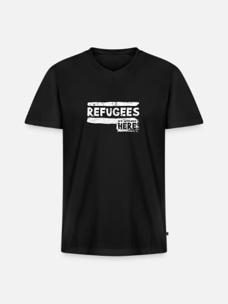 Flüchtling Wilkommen Immigrant Nächstenliebe - Männer Premium Bio T-Shirt mit V-Ausschnitt - Schwarz