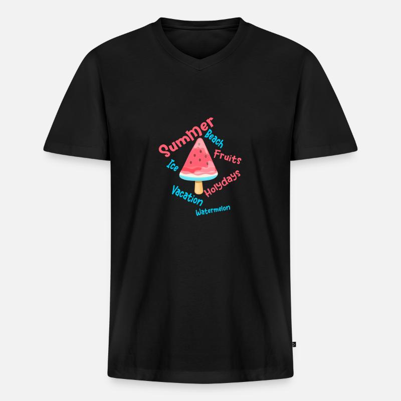 Summer - Männer Premium Bio T-Shirt mit V-Ausschnitt - Schwarz
