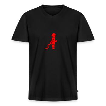 Fire Brigade Kids Children Child with extinguishing hose - Men's Premium Organic T-shirt with V-neck - black - Front - Nico (187cm)