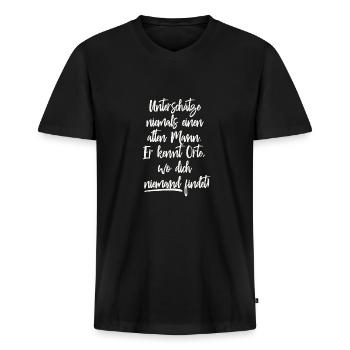Alter Mann - Männer Premium Bio T-Shirt mit V-Ausschnitt - Schwarz - Vorne - Nico (187cm)