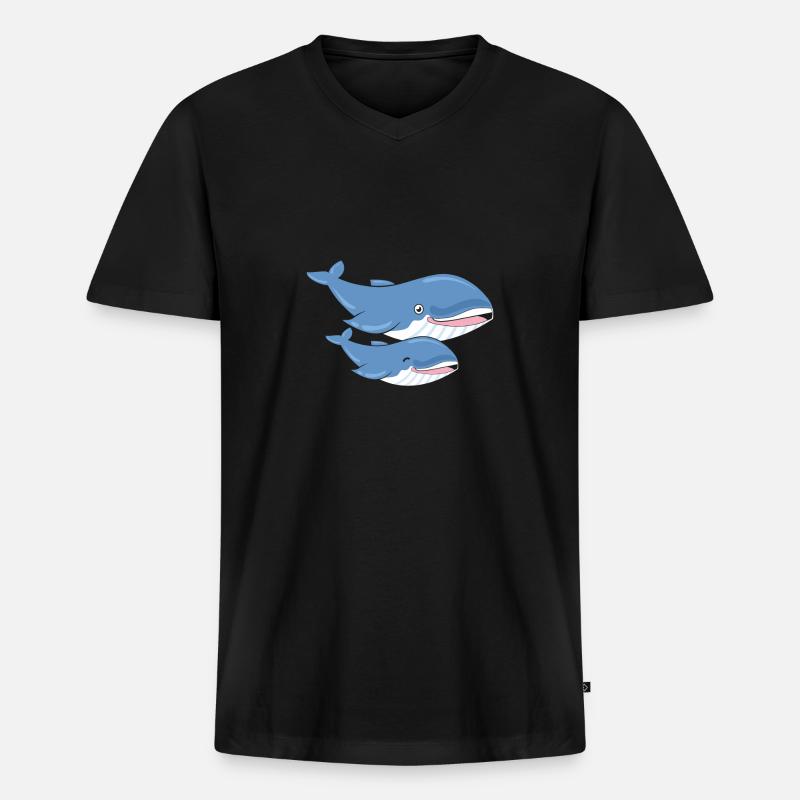 Wale - Männer Premium Bio T-Shirt mit V-Ausschnitt - Schwarz