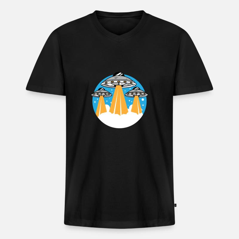 UFO - Männer Premium Bio T-Shirt mit V-Ausschnitt - Schwarz