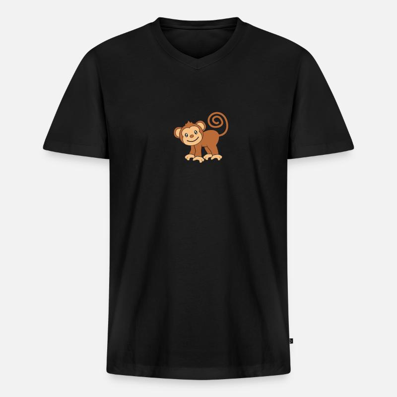 Affe Äffchen - Männer Premium Bio T-Shirt mit V-Ausschnitt - Schwarz