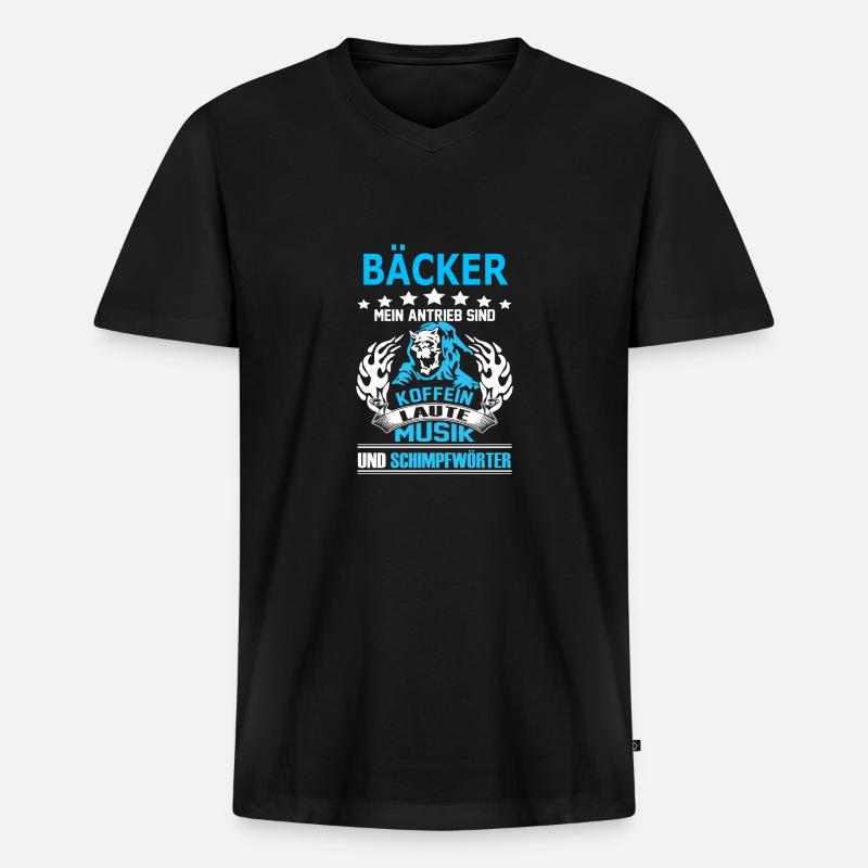 baecker - Männer Premium Bio T-Shirt mit V-Ausschnitt - Schwarz