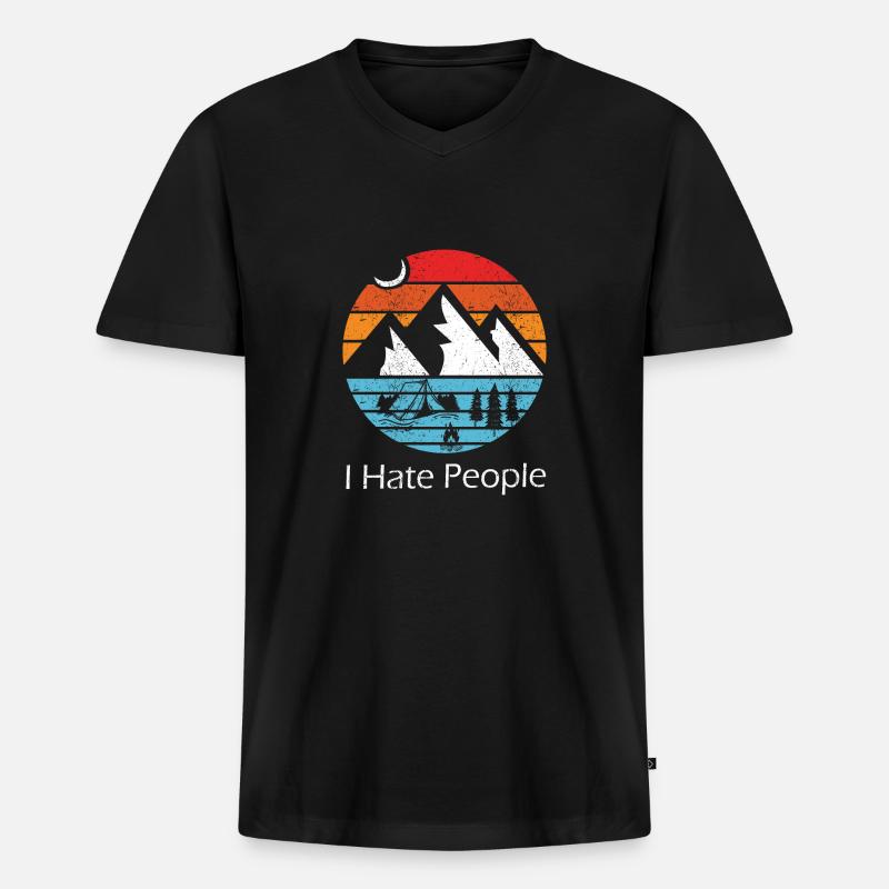 I Hate People - Männer Premium Bio T-Shirt mit V-Ausschnitt - Schwarz