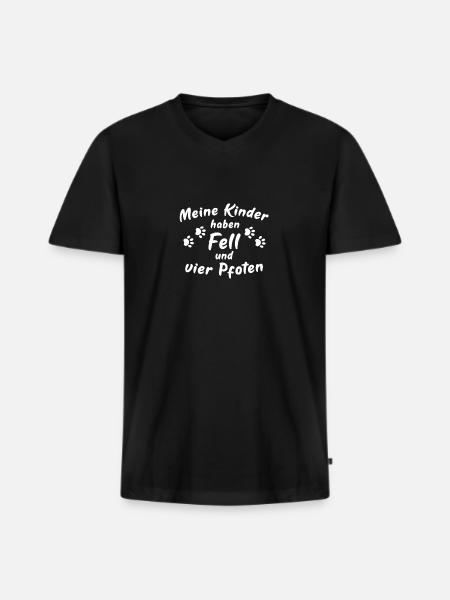 Meine Kinder haben Fell und vier Pfoten. - Männer Premium Bio T-Shirt mit V-Ausschnitt - Schwarz