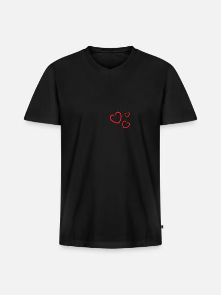 søde hjerter symboler kawaii - Premium økologisk T-shirt med V-hals til mænd - sort