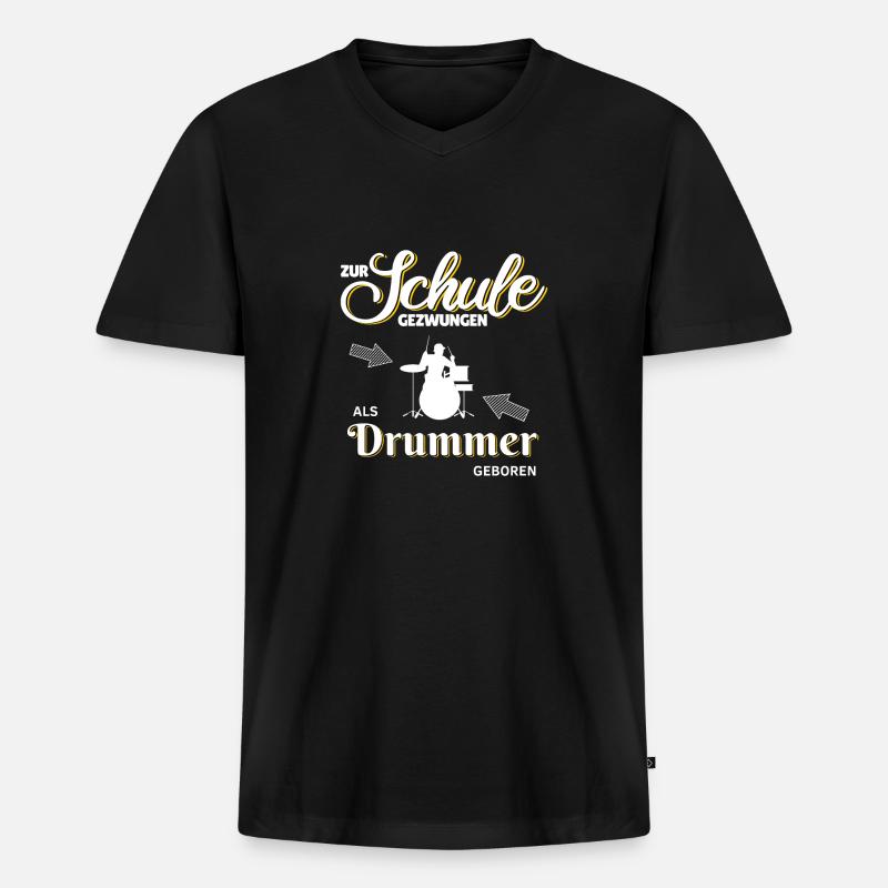 Schlagzeug Schuler Kinder Einschulung Geschenk - Männer Premium Bio T-Shirt mit V-Ausschnitt - Schwarz