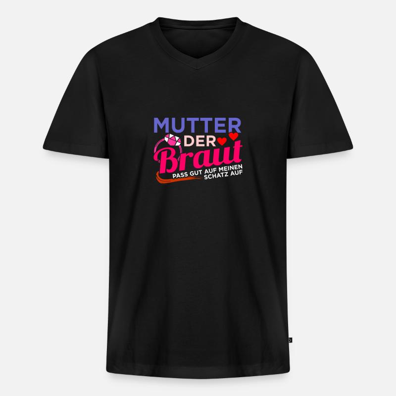 Brautmutter Hochzeit Heirat - Männer Premium Bio T-Shirt mit V-Ausschnitt - Schwarz