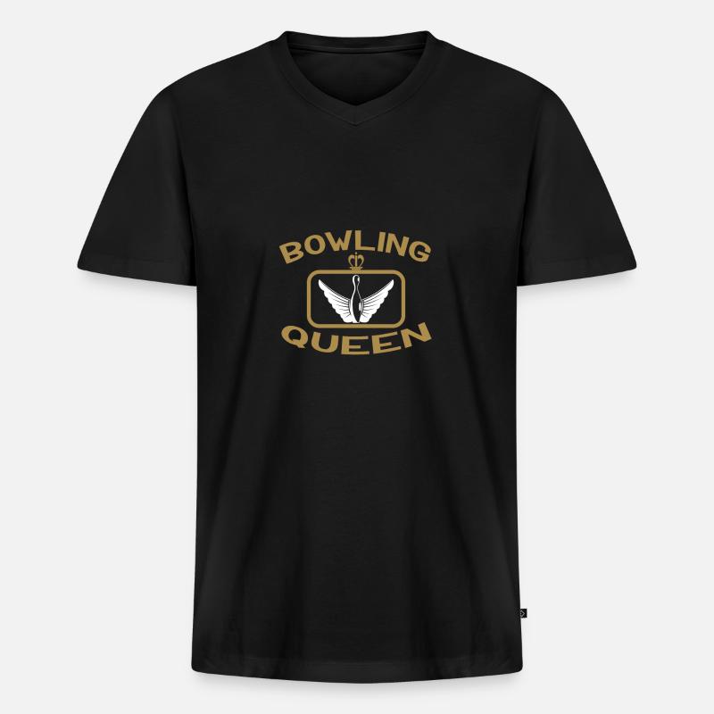 Bowling Queen - Männer Premium Bio T-Shirt mit V-Ausschnitt - Schwarz