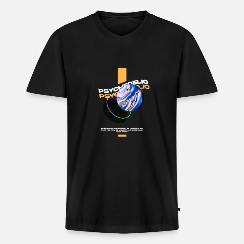 Psychedelic Universe - Männer Premium Bio T-Shirt mit V-Ausschnitt - Schwarz