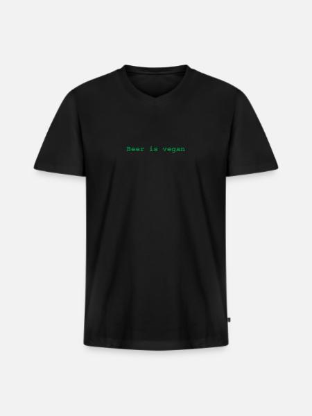 Beer is vegan - Men's Premium Organic T-shirt with V-neck - black