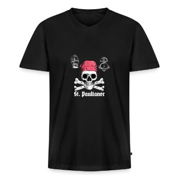 st paulianer st pauli design - Männer Premium Bio T-Shirt mit V-Ausschnitt - Schwarz - Vorne - Nico (187cm)