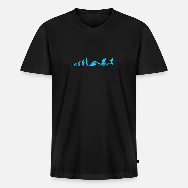 Triathlon Evolution Herren Männer - Männer Premium Bio T-Shirt mit V-Ausschnitt - Schwarz