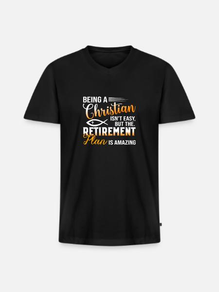 Christian Religious Retirement Plan - Men's Premium Organic T-shirt with V-neck - black