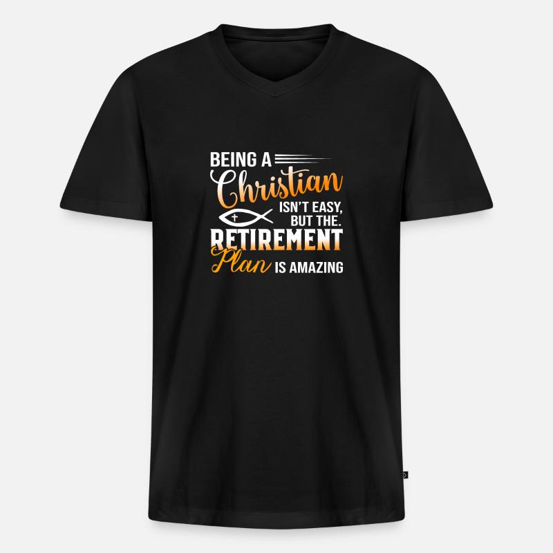 Christlicher religiöser Pensionsplan - Männer Premium Bio T-Shirt mit V-Ausschnitt - Schwarz
