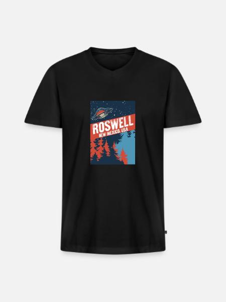 Roswell New Mexico USA Théories du complot Fun Gif - T-shirt encolure en V Premium bio Homme - noir
