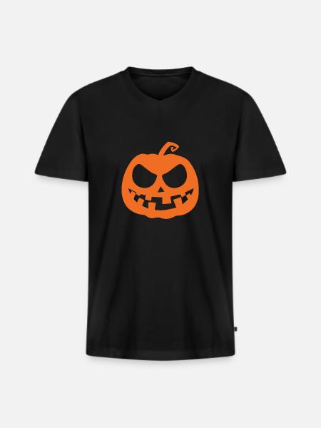 Scary Halloween Pumpkin - Men's Premium Organic T-shirt with V-neck - black