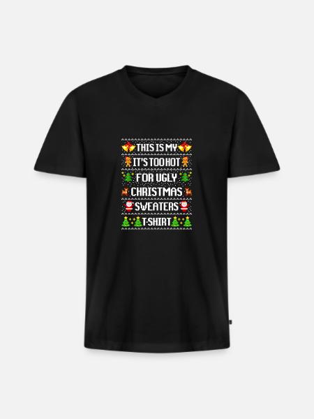 Hässlicher Pullover mit Weihnachtshumor - Männer Premium Bio T-Shirt mit V-Ausschnitt - Schwarz
