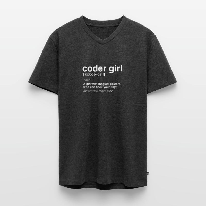 Coder Girl Software Developer Engineer Gift T-shirt encolure en V Premium bio Homme