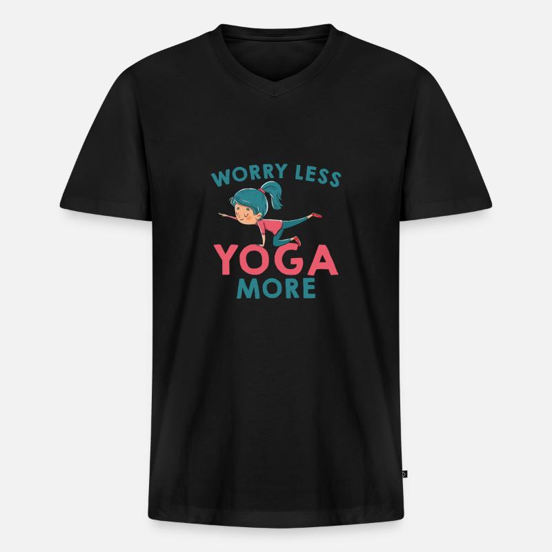 Yoga befreit Sorgen Spruch - Männer Premium Bio T-Shirt mit V-Ausschnitt - Schwarz