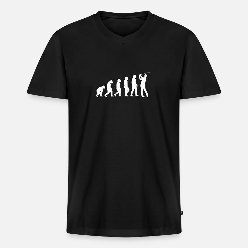 Evolution Golf Entwicklung Golfspieler - Männer Premium Bio T-Shirt mit V-Ausschnitt - Schwarz