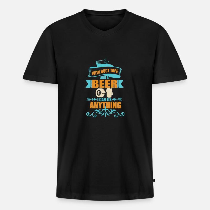 Lustiger Spaß mit Bier - Männer Premium Bio T-Shirt mit V-Ausschnitt - Schwarz