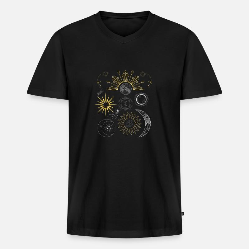 sun moon stars - muster - Männer Premium Bio T-Shirt mit V-Ausschnitt - Schwarz
