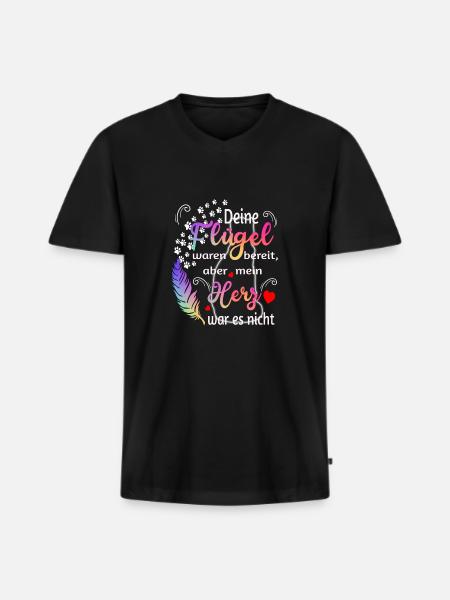 Dina vingar var redo mitt hjärta det var inte - Ekologisk premium-T-shirt med V-ringning herr - svart