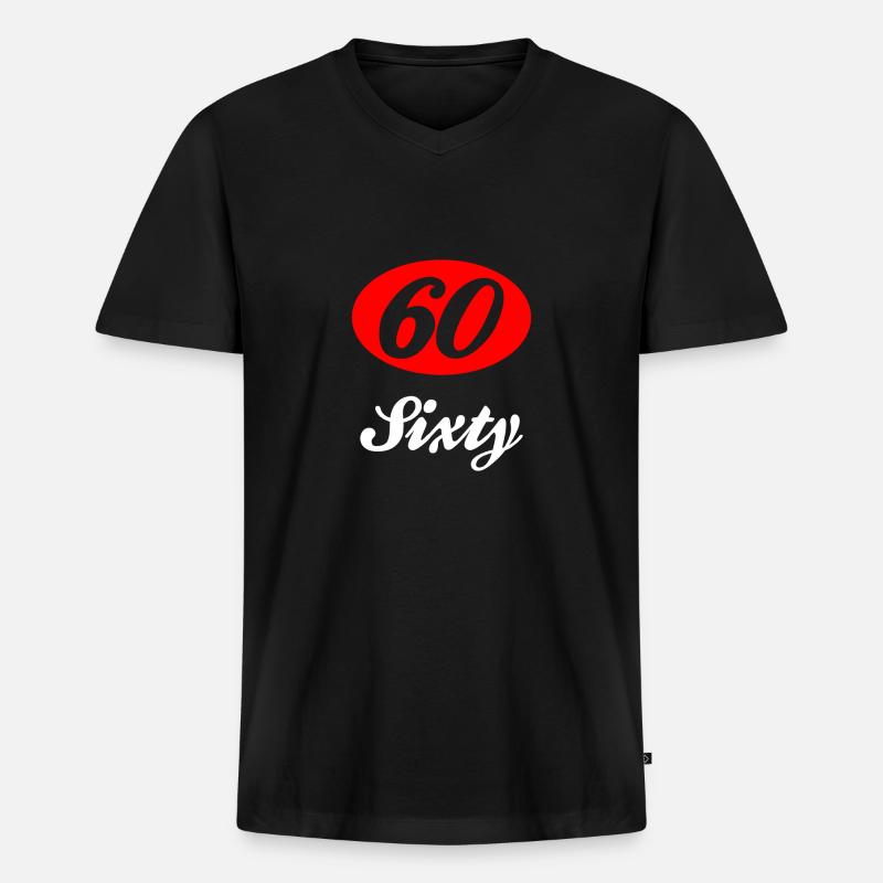 Sixty Sechzig 60 - Männer Premium Bio T-Shirt mit V-Ausschnitt - Schwarz