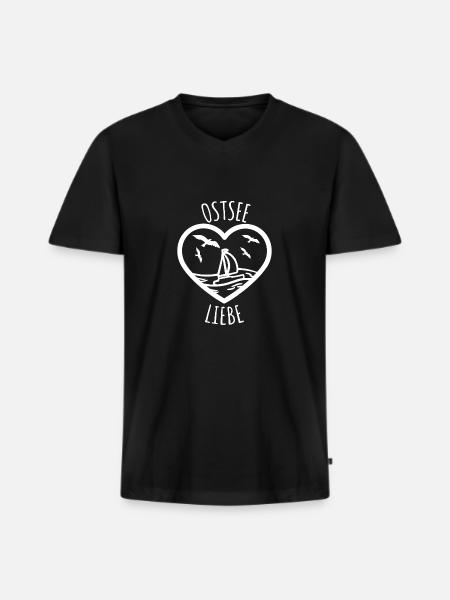 Ostsee Liebe - Männer Premium Bio T-Shirt mit V-Ausschnitt - Schwarz