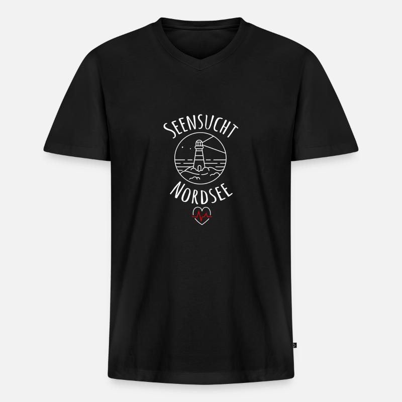 Seensucht Nordsee - Männer Premium Bio T-Shirt mit V-Ausschnitt - Schwarz
