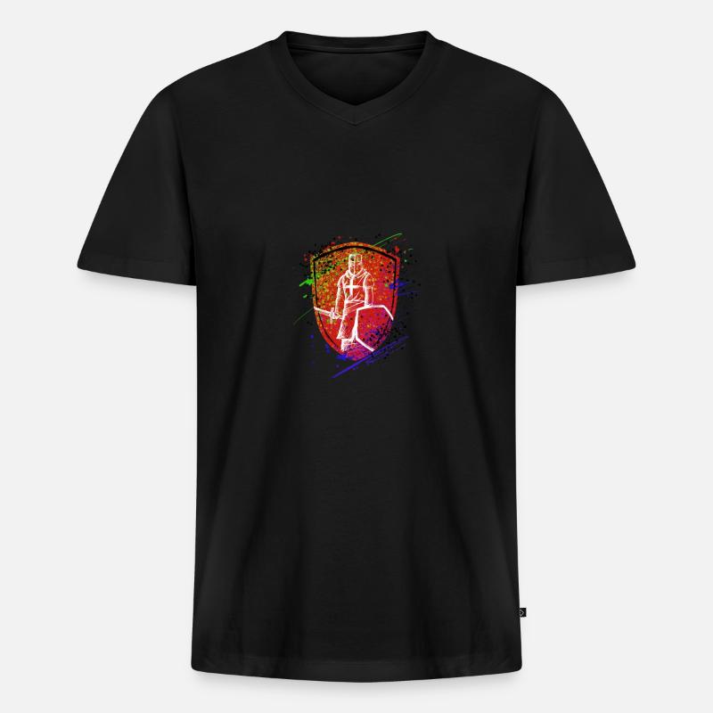 Schild Ritter Templer Krieger - Männer Premium Bio T-Shirt mit V-Ausschnitt - Schwarz
