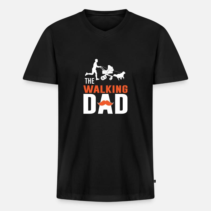 The Walking Dad - Männer Premium Bio T-Shirt mit V-Ausschnitt - Schwarz