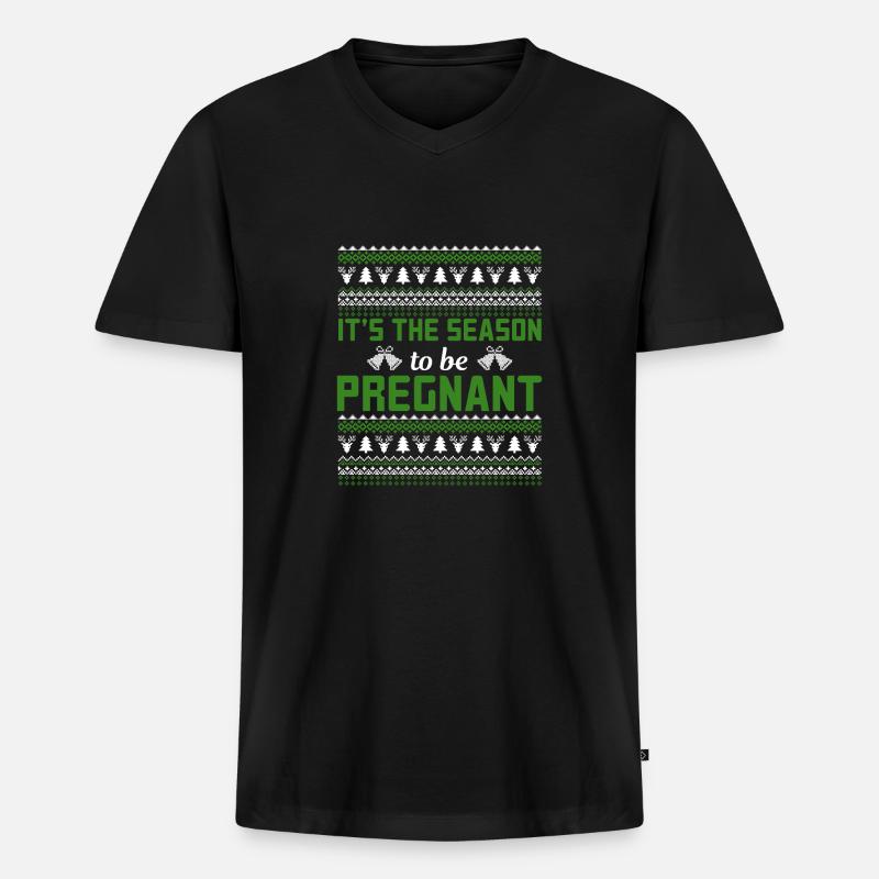 pull de Noël moche - T-shirt encolure en V Premium bio Homme - noir